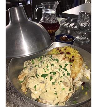 کته استیک مرغ با سس قارچ و خامه